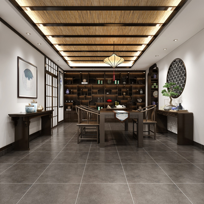  新中式茶馆su模型 