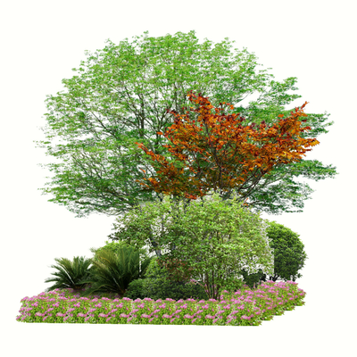  绿植花坛小品su模型 