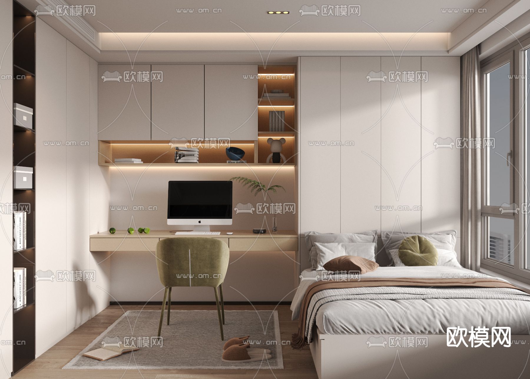 现代榻榻米卧室3d模型下载