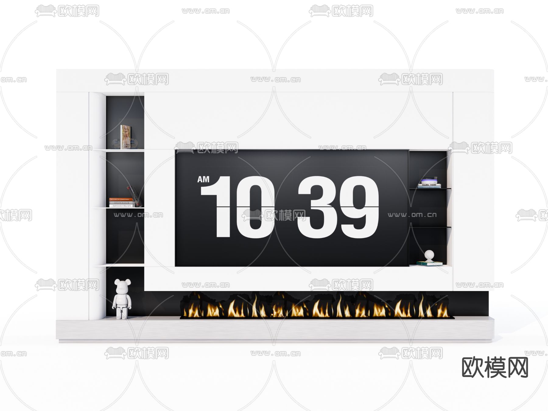 现代电视背景墙su模型下载（渲染图1）