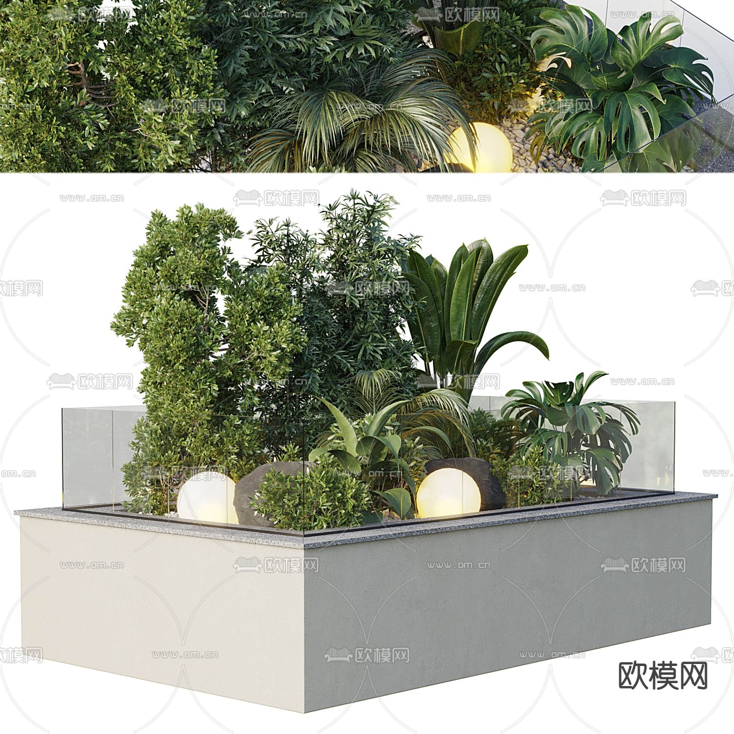 植物堆 绿植池 花坛3d模型下载（渲染图2）