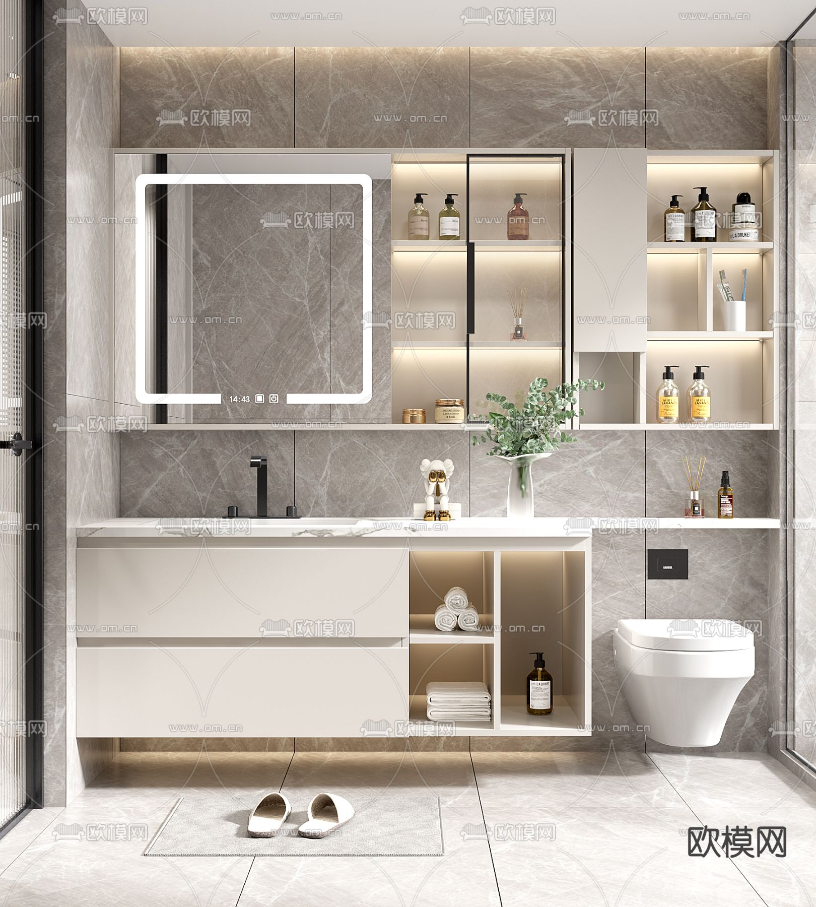 现代浴室柜 洗手台3d模型下载