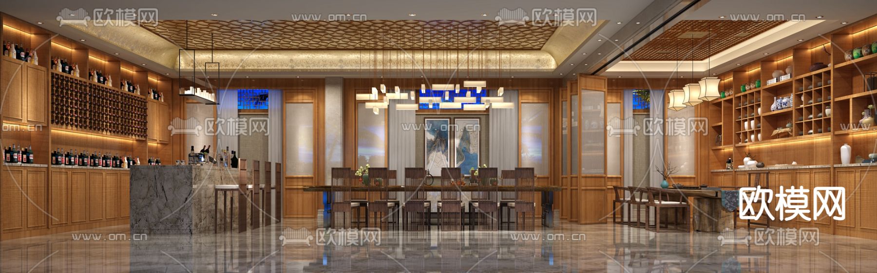 新中式茶馆su模型