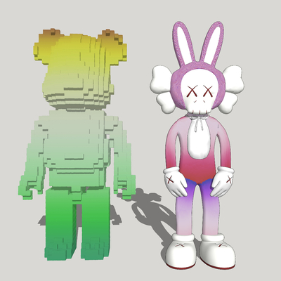  现代渐变潮玩摆件su模型 