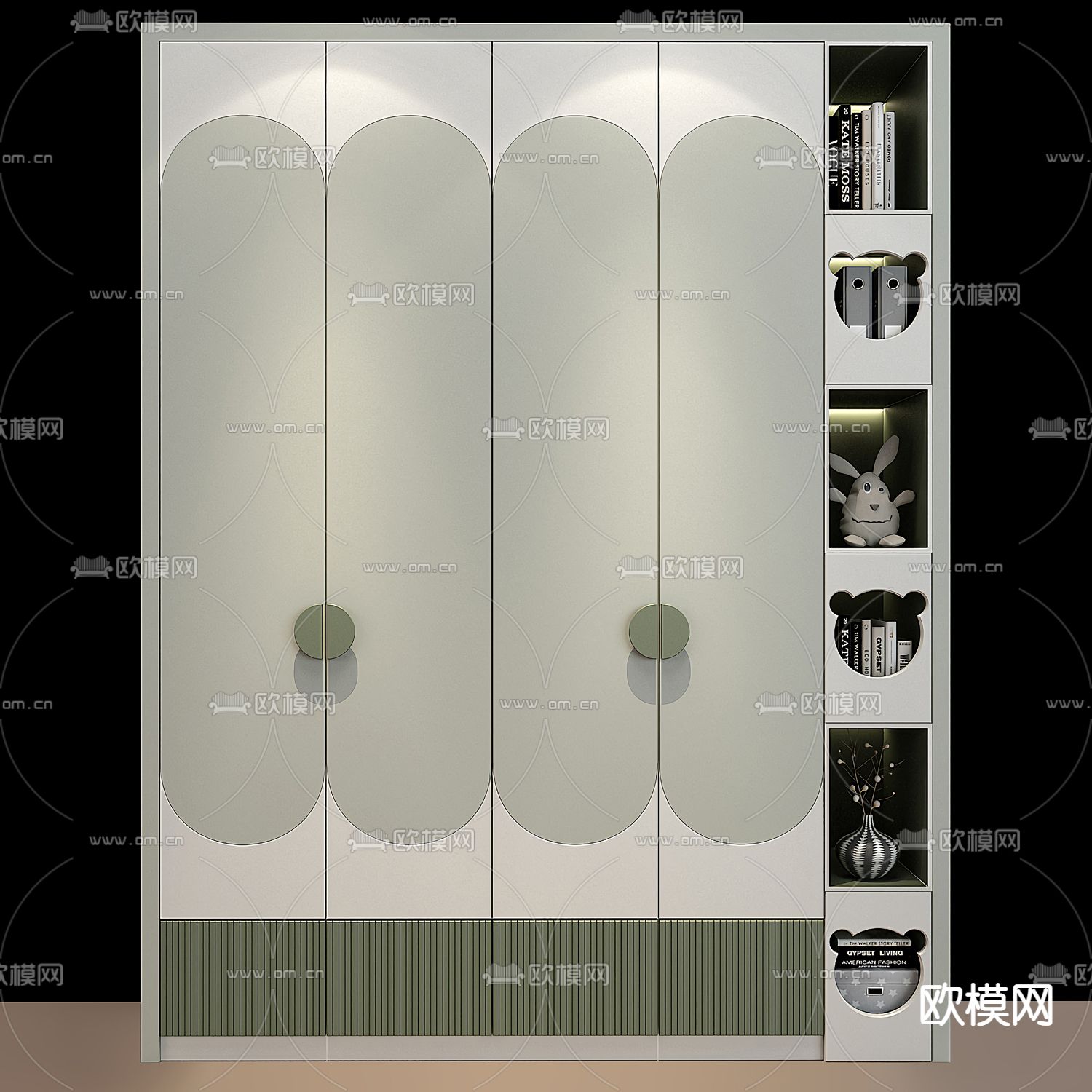 现代儿童衣柜3d模型下载（渲染图2）