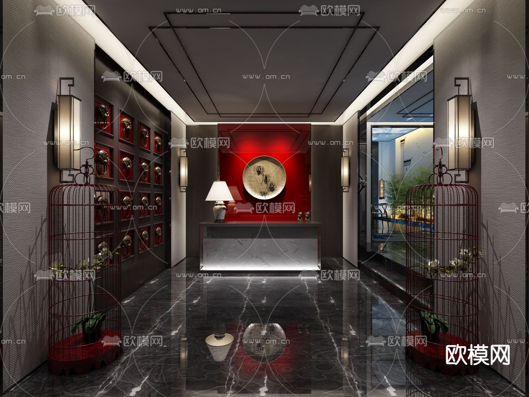 新中式茶馆su模型下载（渲染图1）