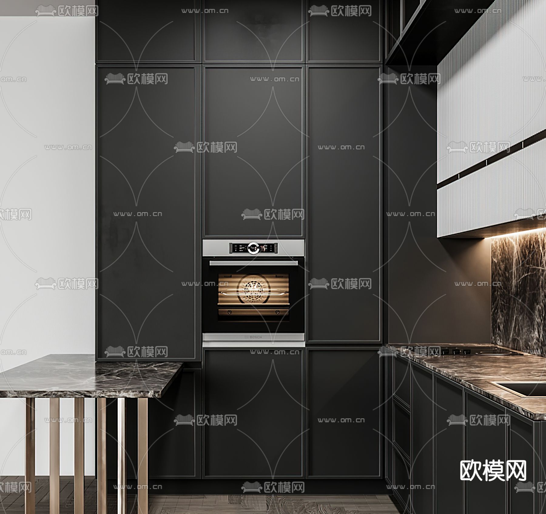 现代橱柜3d模型下载（渲染图2）