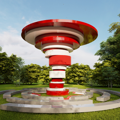  现代党建雕塑小品su模型 