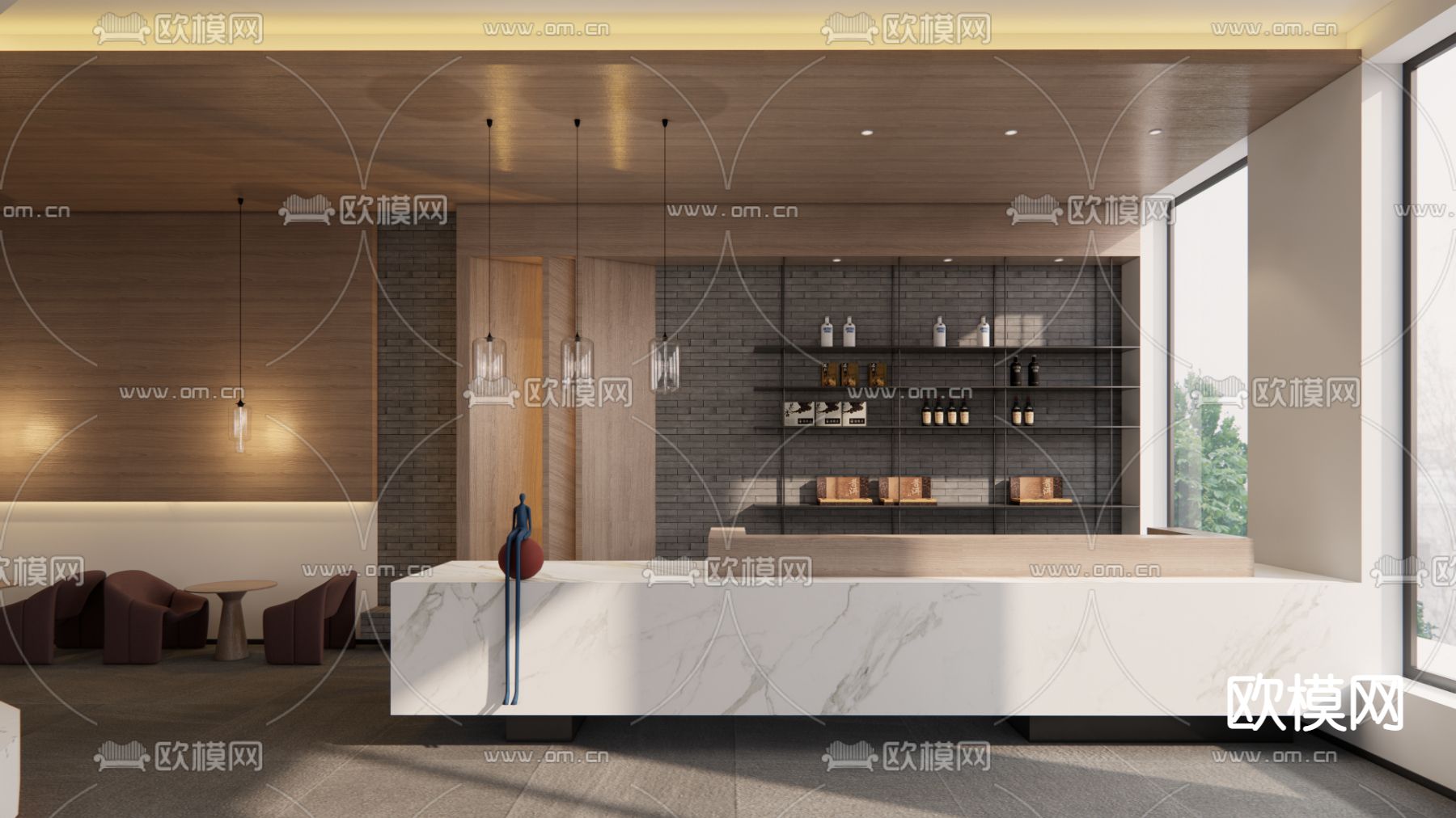 现代酒店大堂su模型