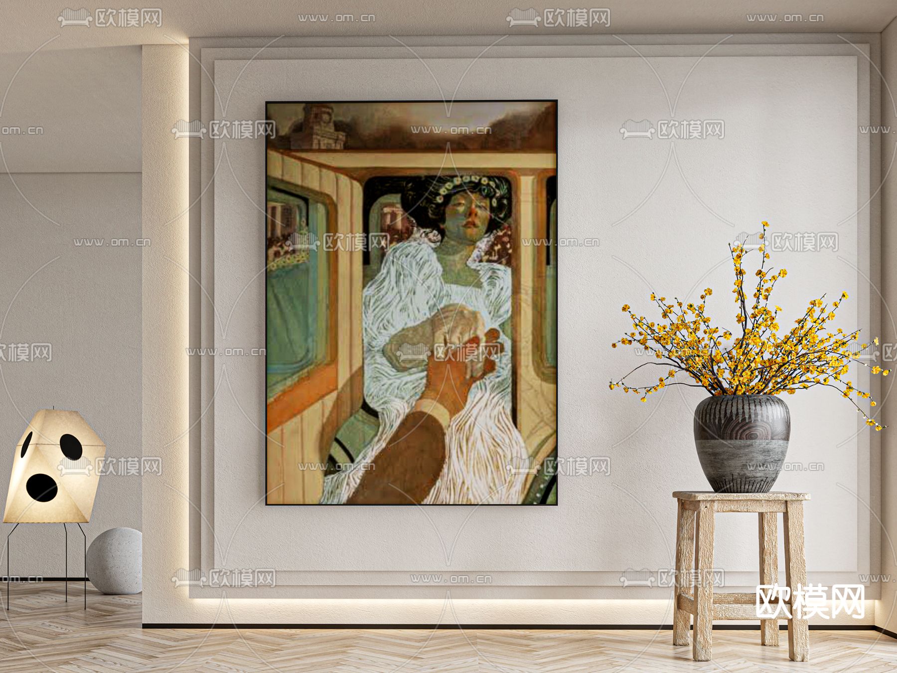 简欧艺术画 装饰画 挂画su模型下载（渲染图2）