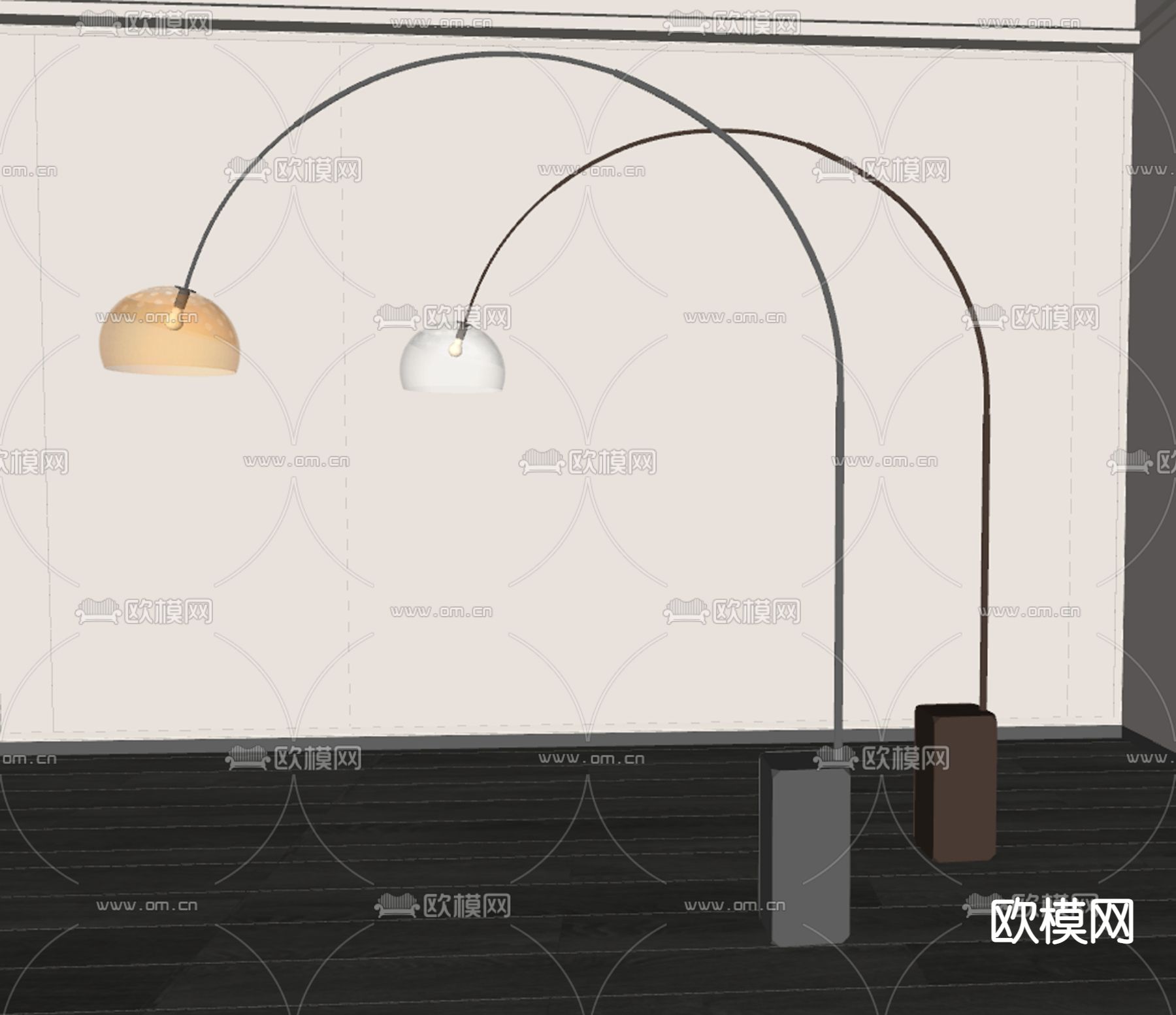 现代落地灯 钓鱼灯su模型下载（渲染图2）