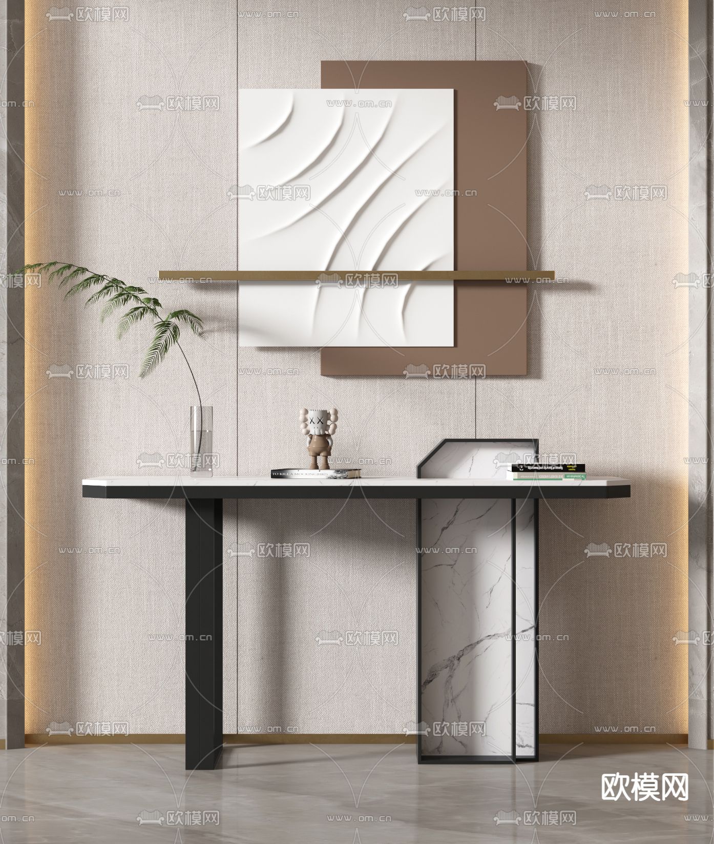 现代端景台 条案3d模型下载（渲染图2）