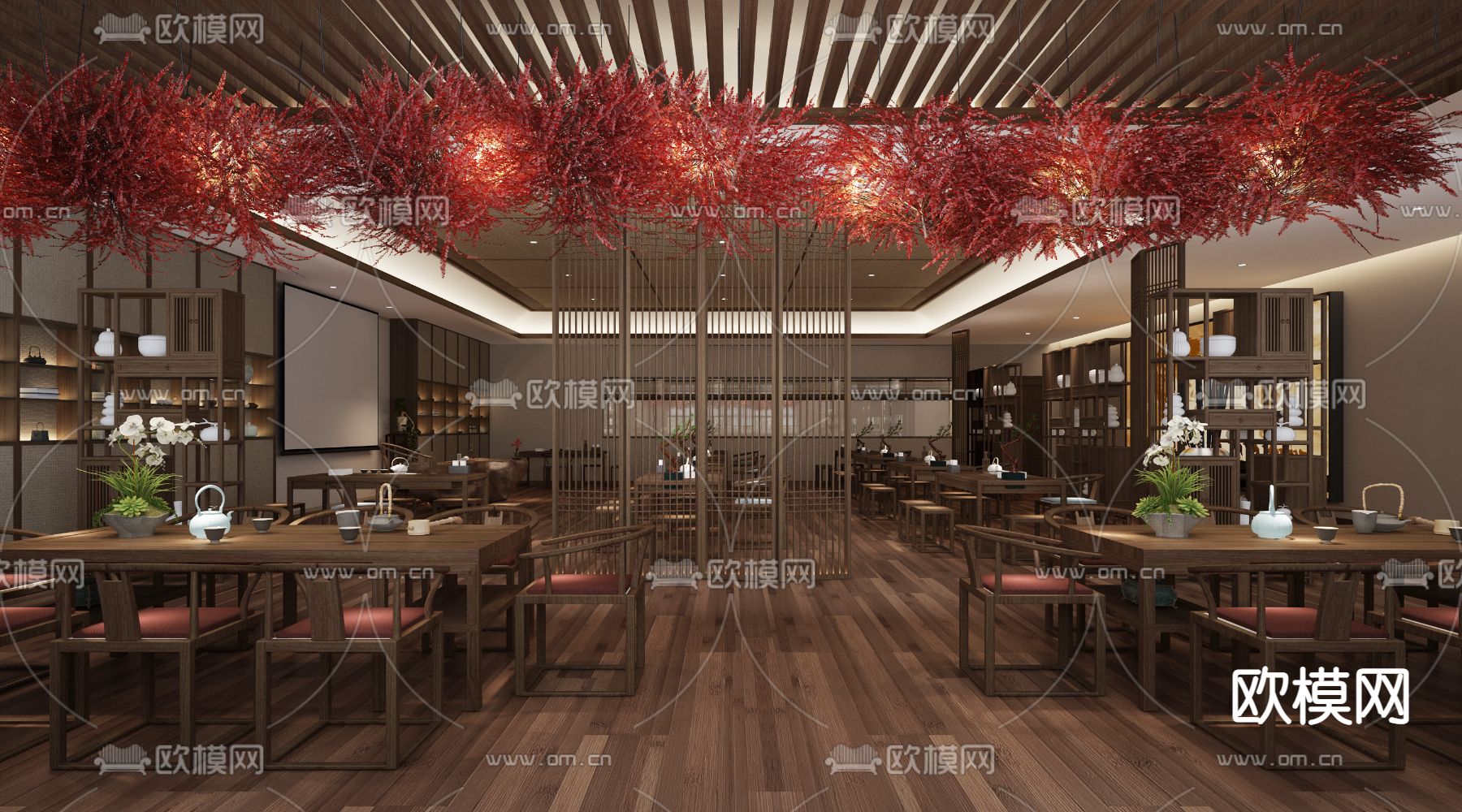 新中式茶艺教室3d模型下载（渲染图2）