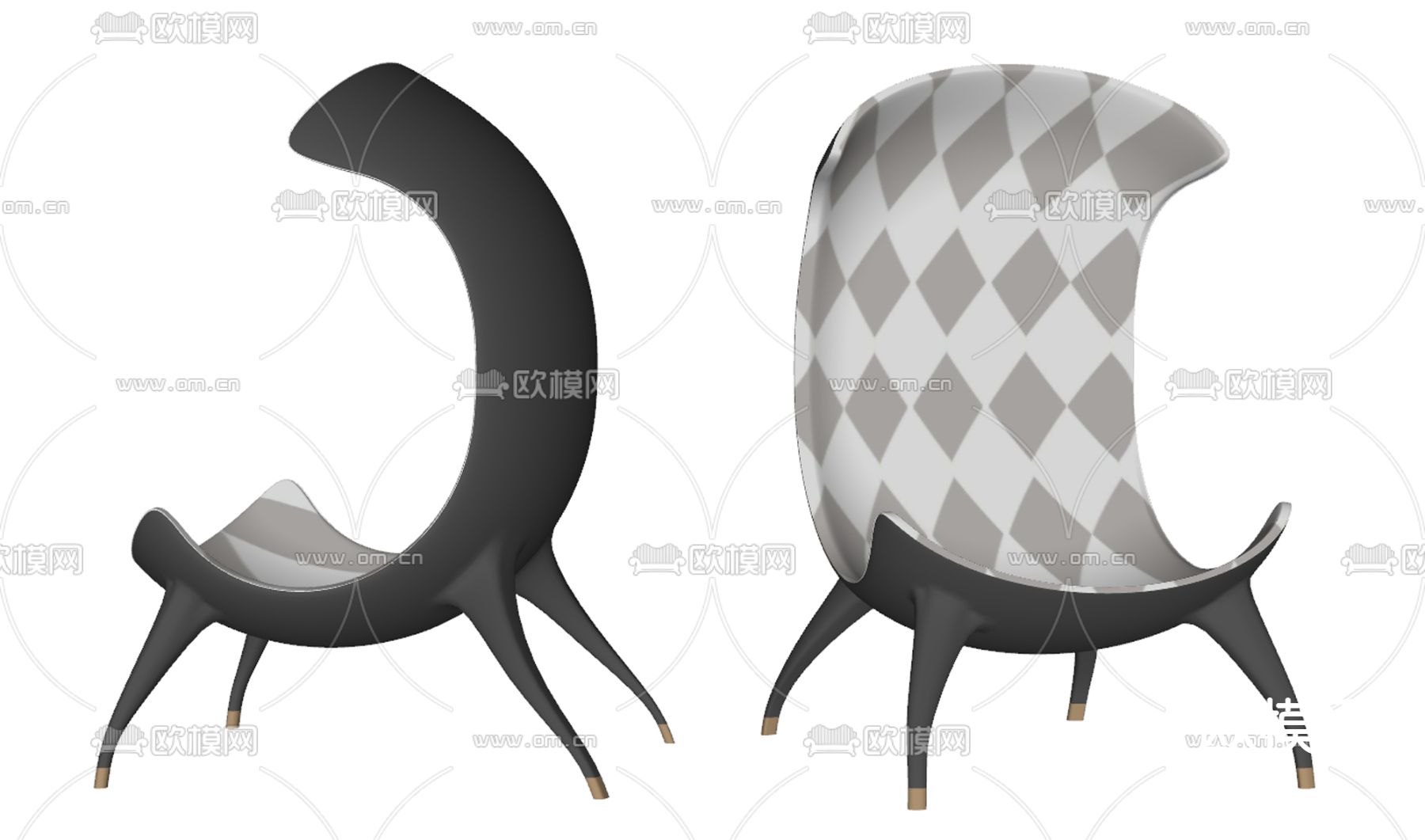 后现代曲面 休闲椅子su模型下载（渲染图2）