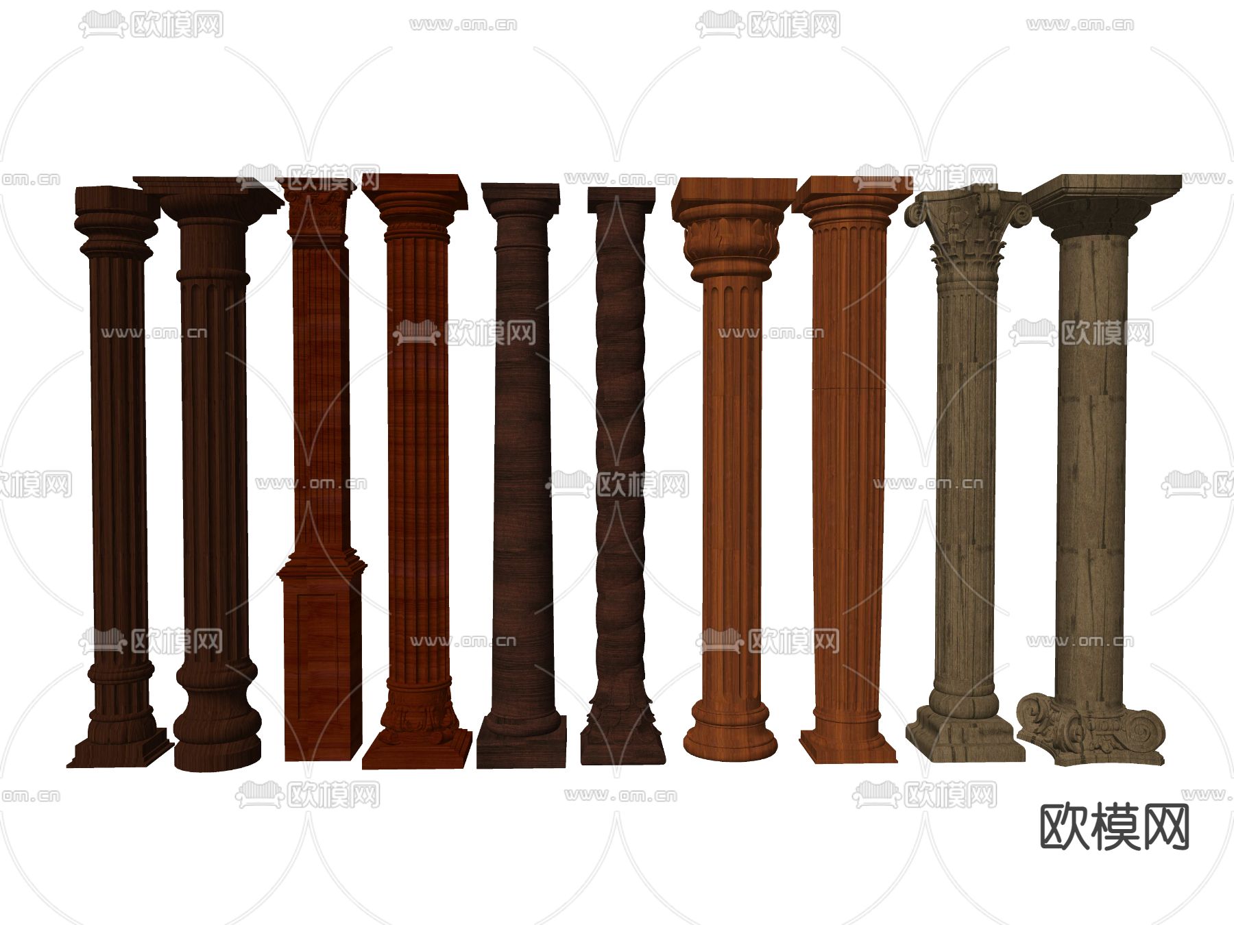 简欧罗马柱su模型下载（渲染图2）