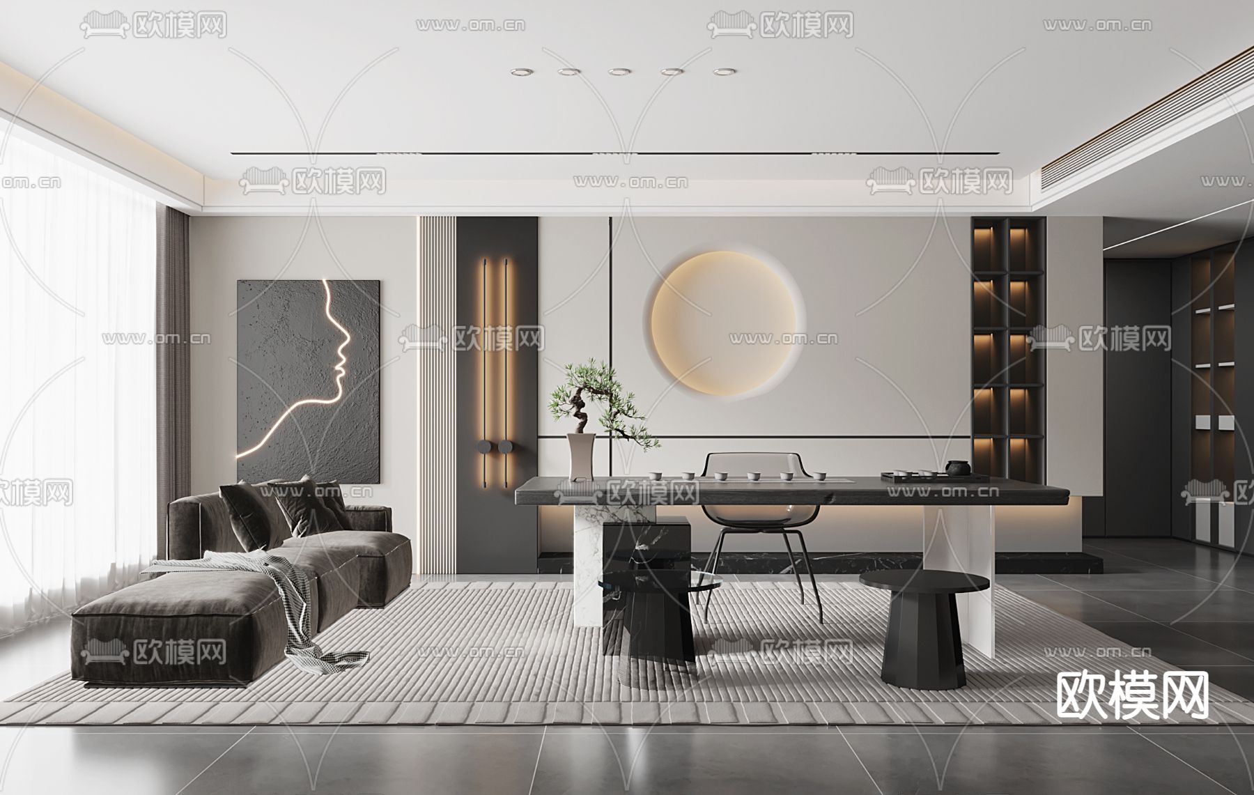 高级灰茶室3d模型下载