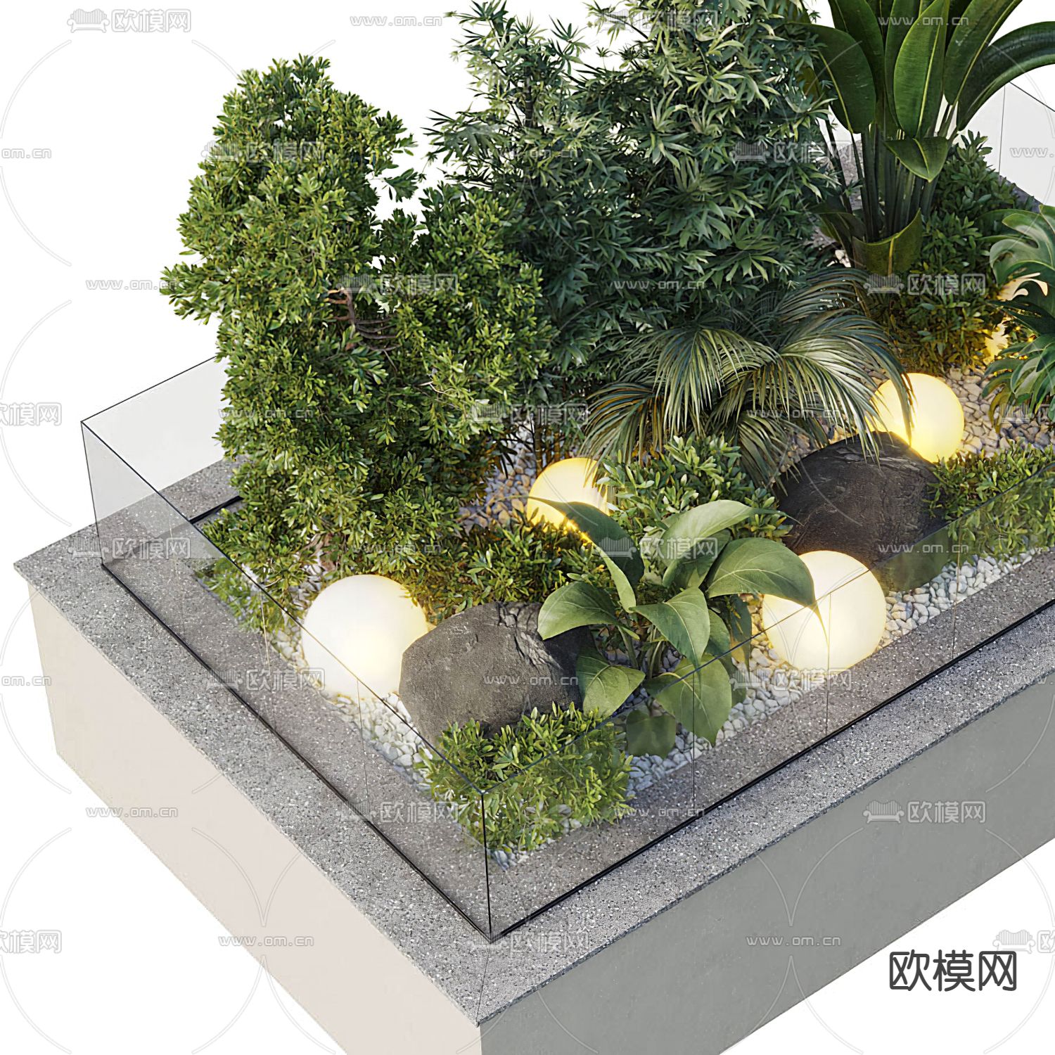 植物堆 绿植池 花坛3d模型下载（渲染图1）
