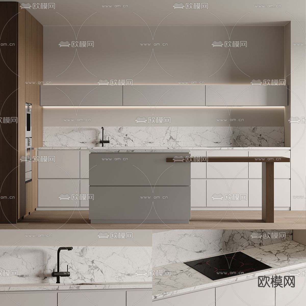 现代橱柜3d模型下载