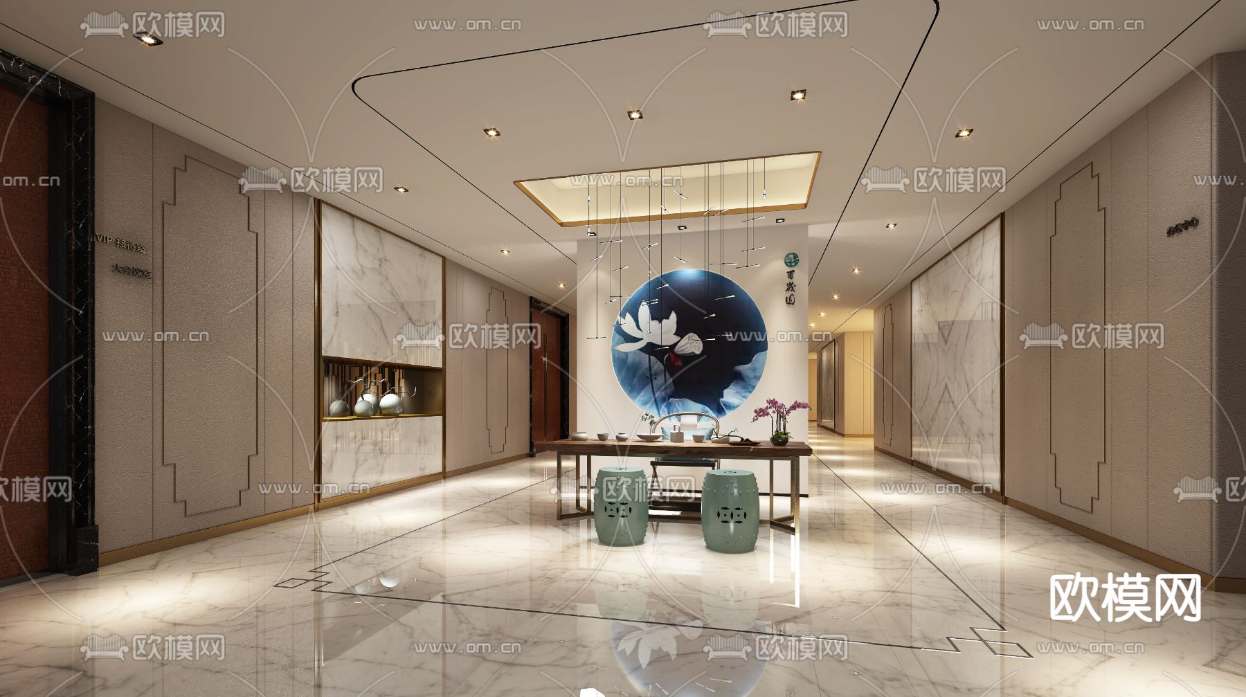 新中式茶馆su模型下载（渲染图1）