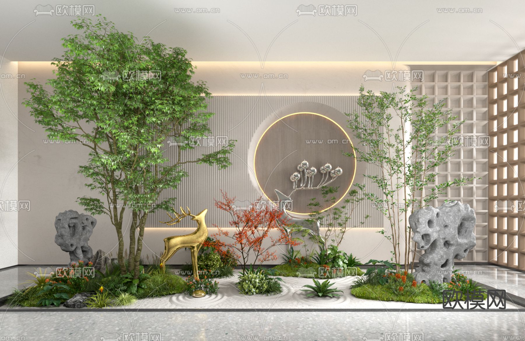 室内植物景观造景3d模型下载_ID12231997_3dmax免费模型-欧模网