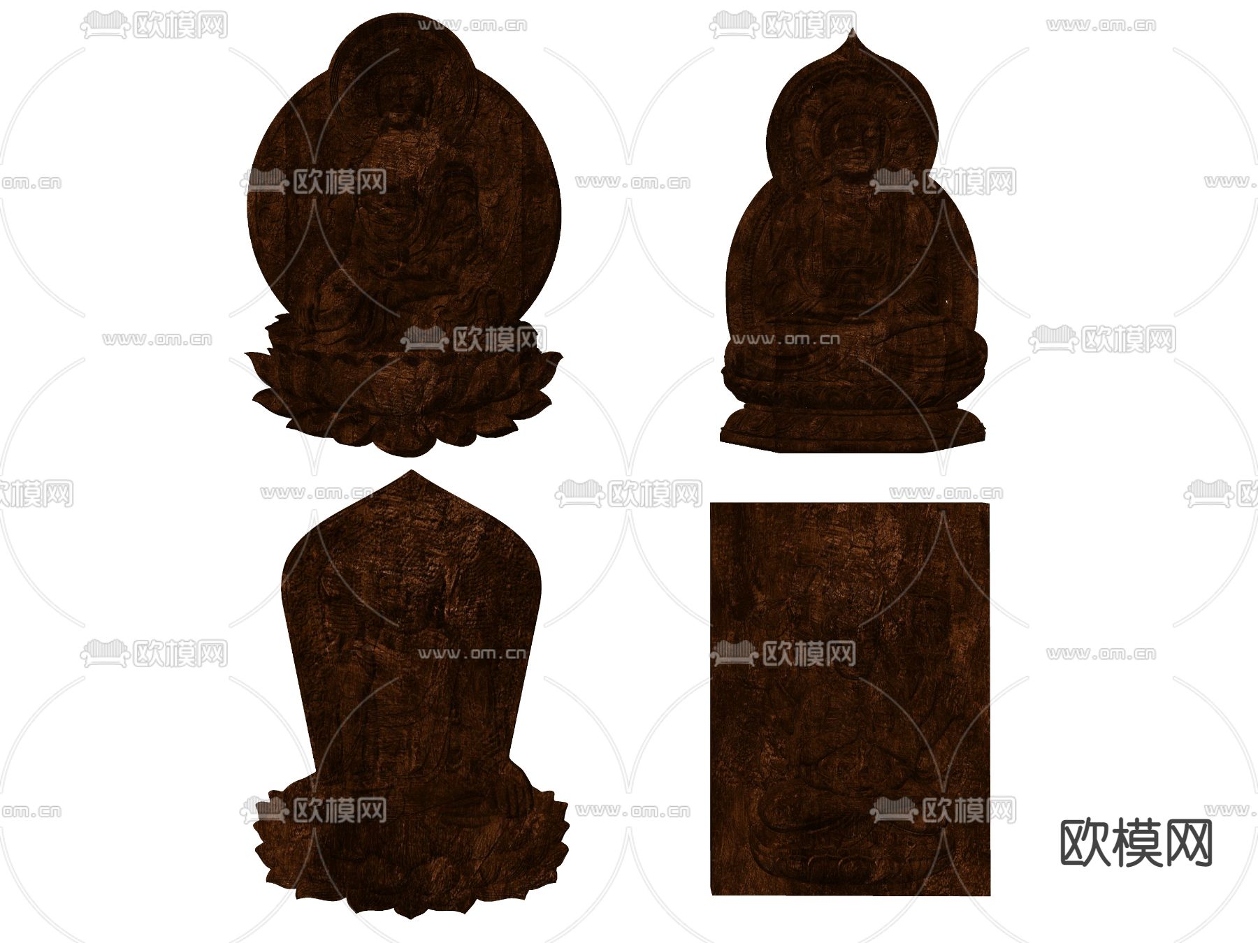 中式佛像壁画 佛像浮雕su模型下载（渲染图2）