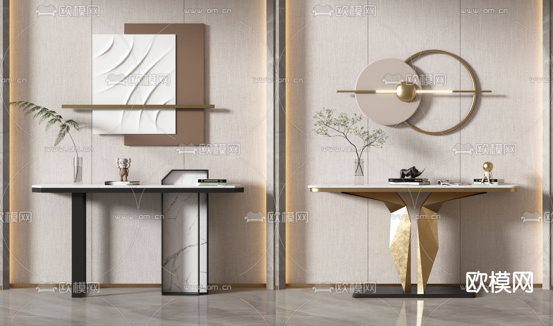 现代端景台 条案3d模型下载（渲染图1）