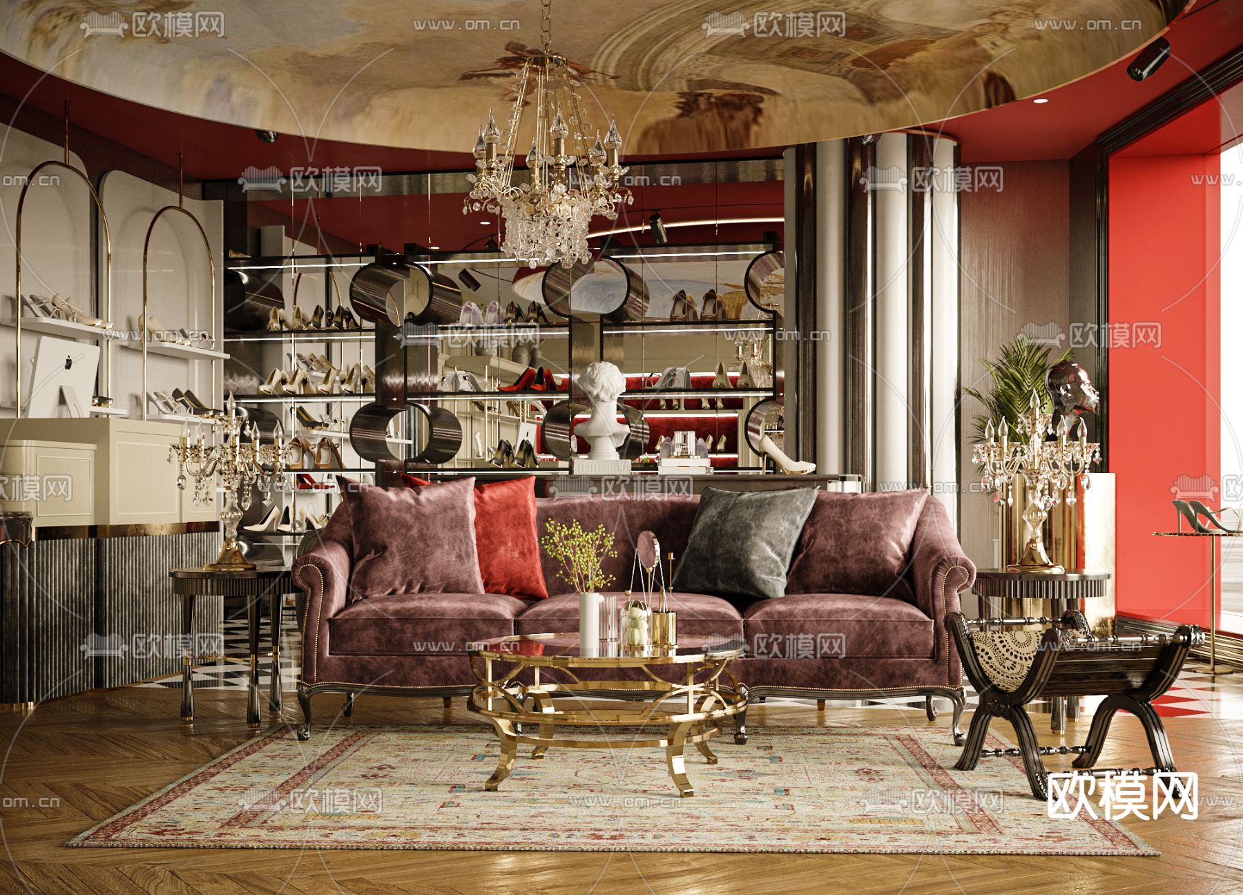 欧式高跟鞋店3d模型下载（渲染图1）