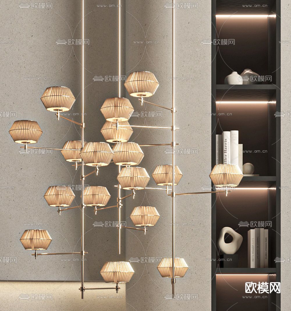 金属吊灯su模型下载（渲染图1）