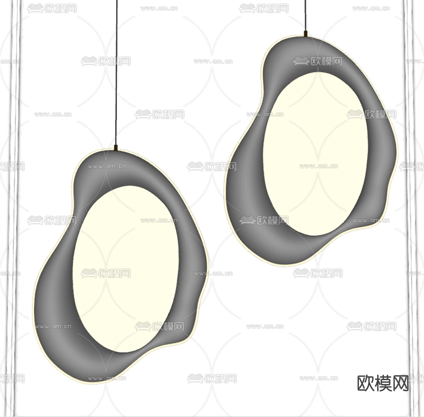 不规则包边吊灯su模型下载（渲染图2）