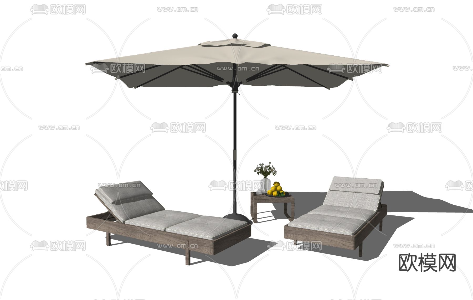 泳池躺椅su模型下载（渲染图2）