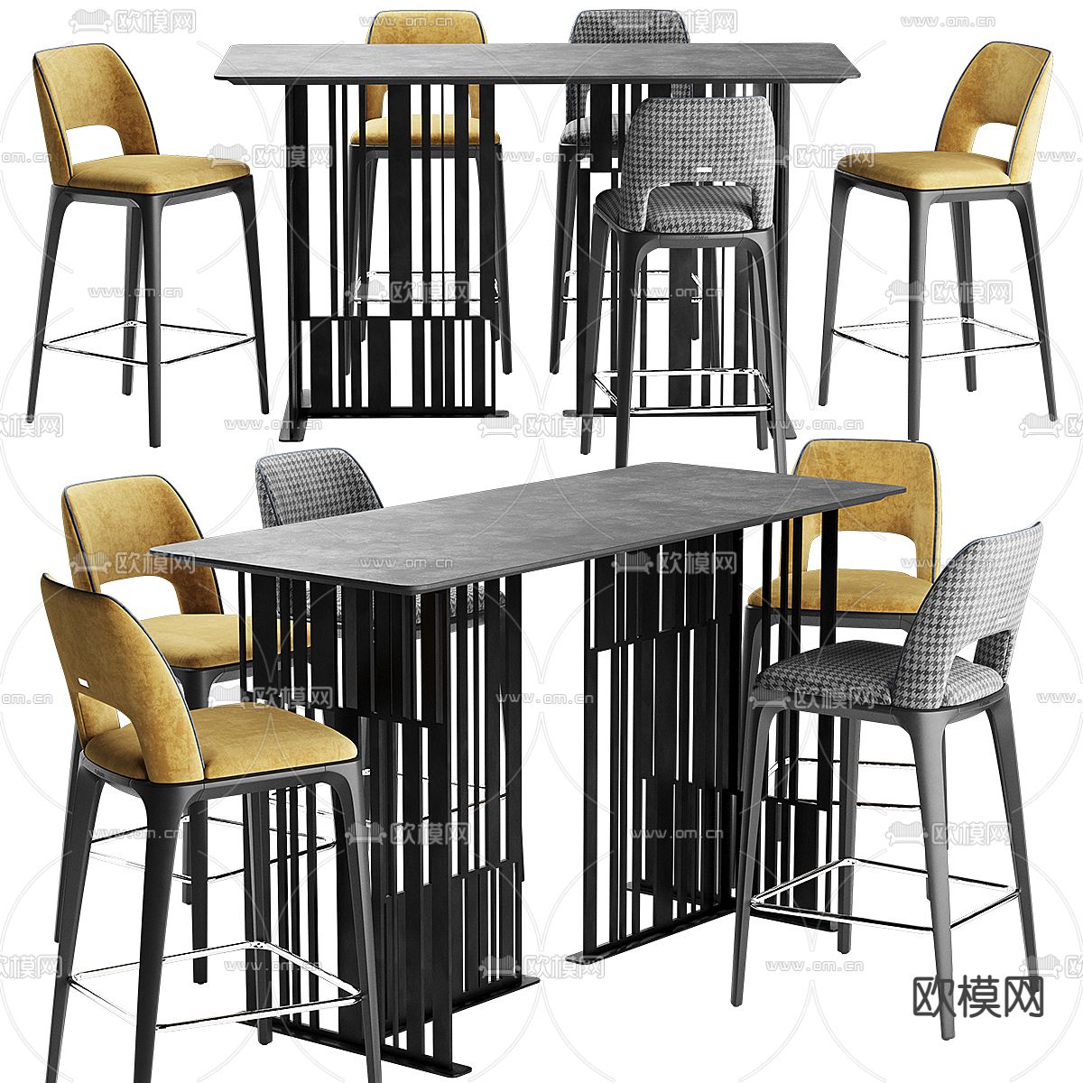 现代吧台 吧椅3d模型下载（渲染图1）