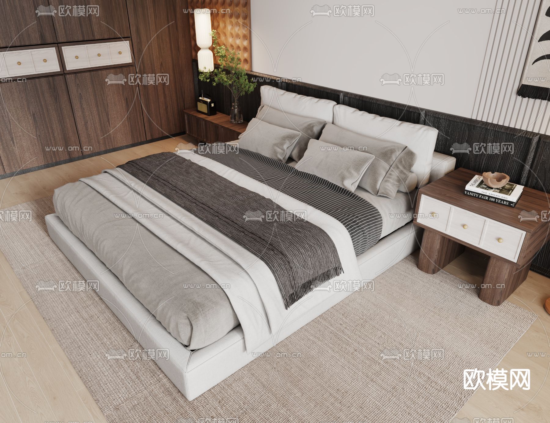 Minotti 双人床su模型下载_ID12240037_sketchup模型下载-欧模网
