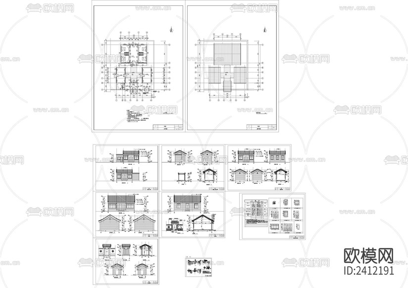 一層小型四合院建筑設(shè)計cad施工圖下載(渲染圖1)