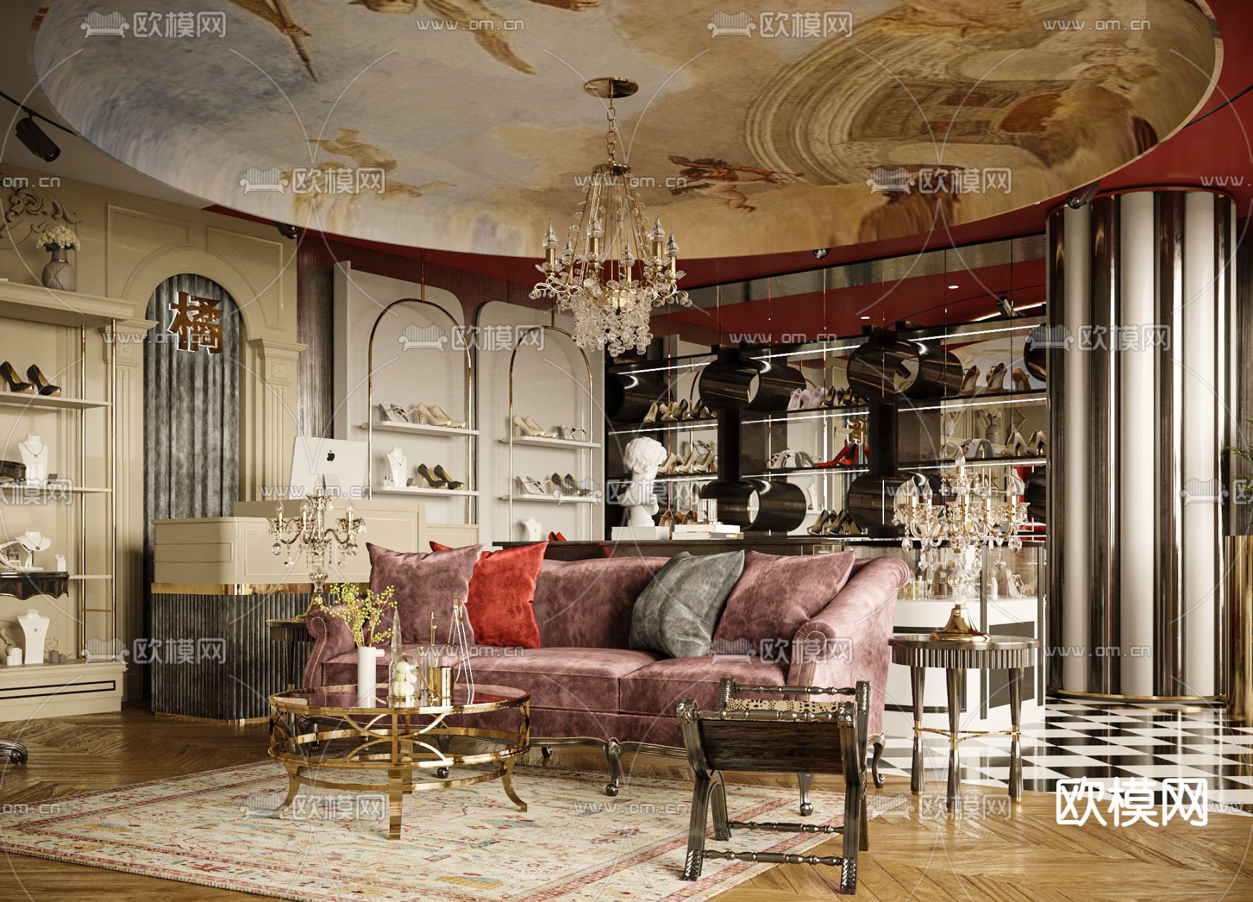 欧式高跟鞋店3d模型下载（渲染图3）