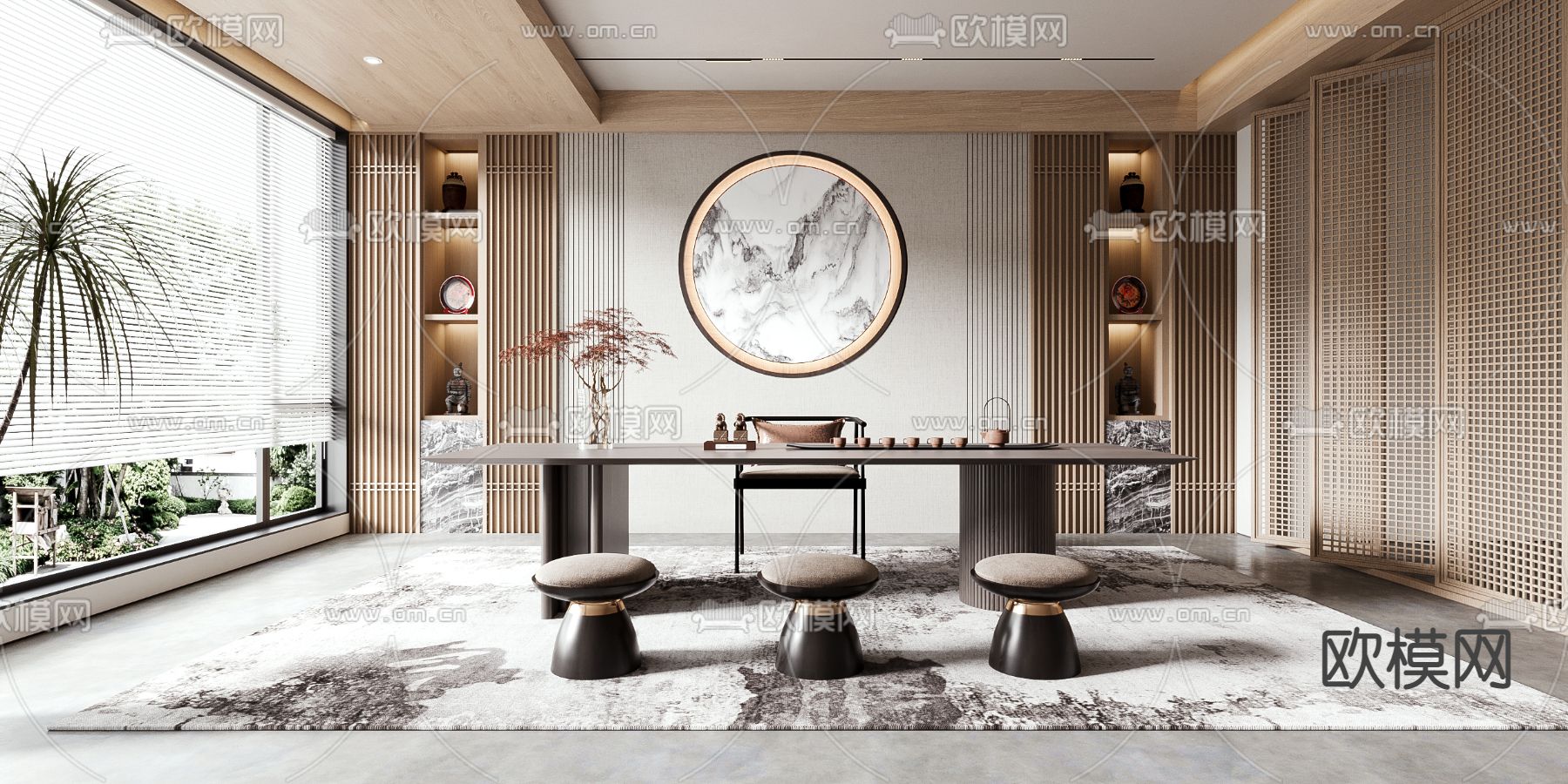 新中式茶室3d模型下载