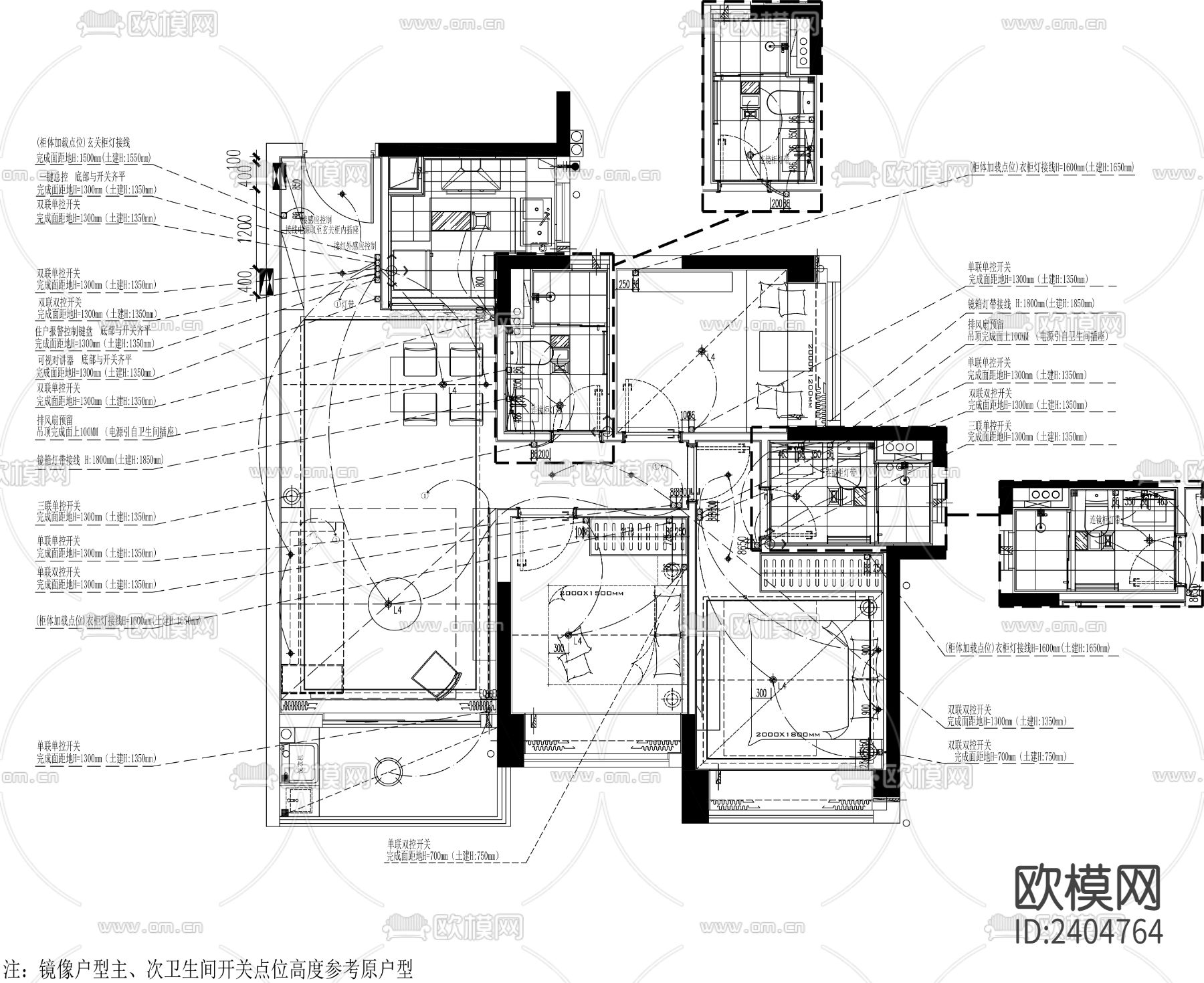 明溪花园A户型室内CAD施工图下载（渲染图6）