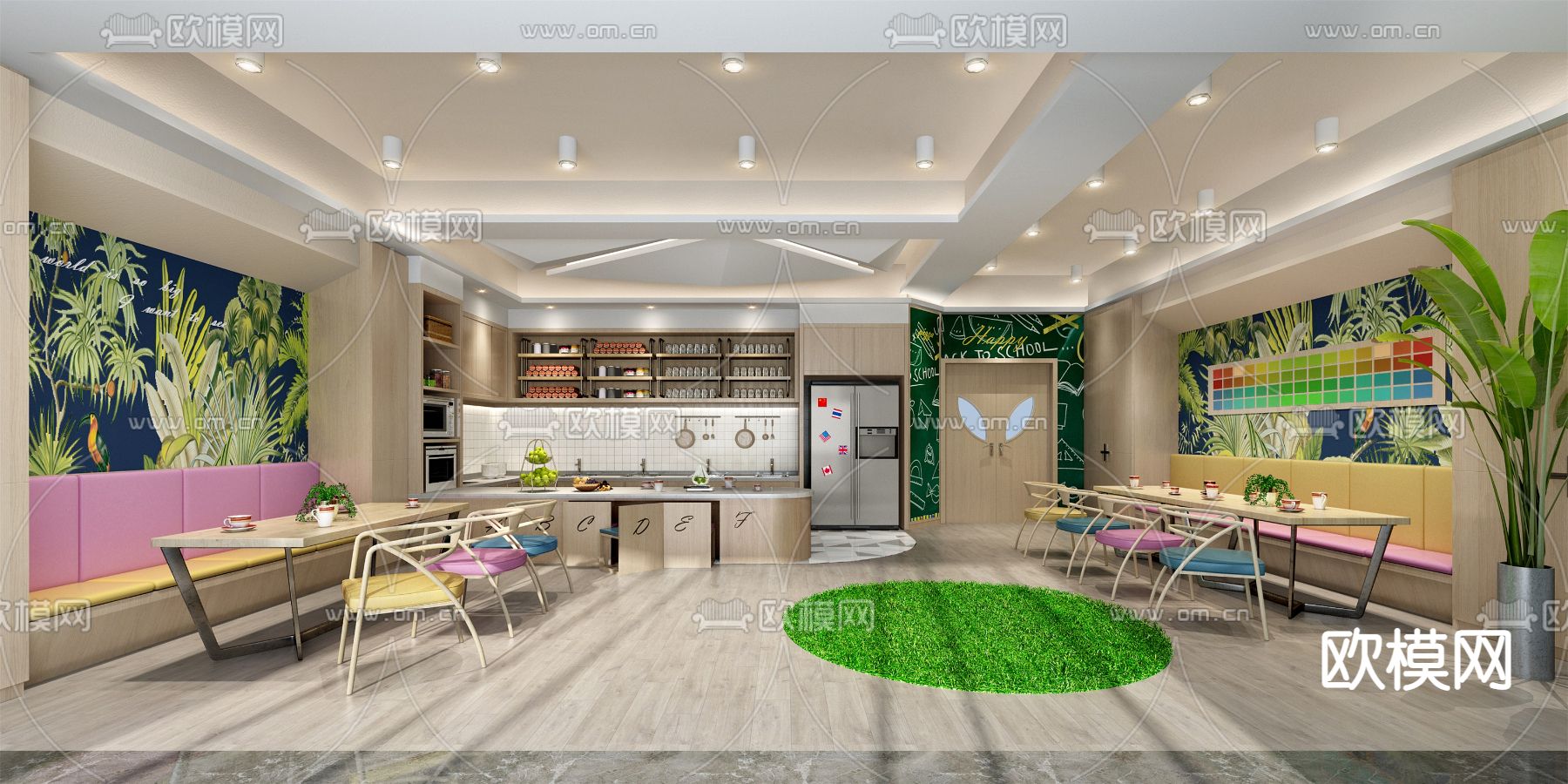 现代快餐厅su模型下载（渲染图1）