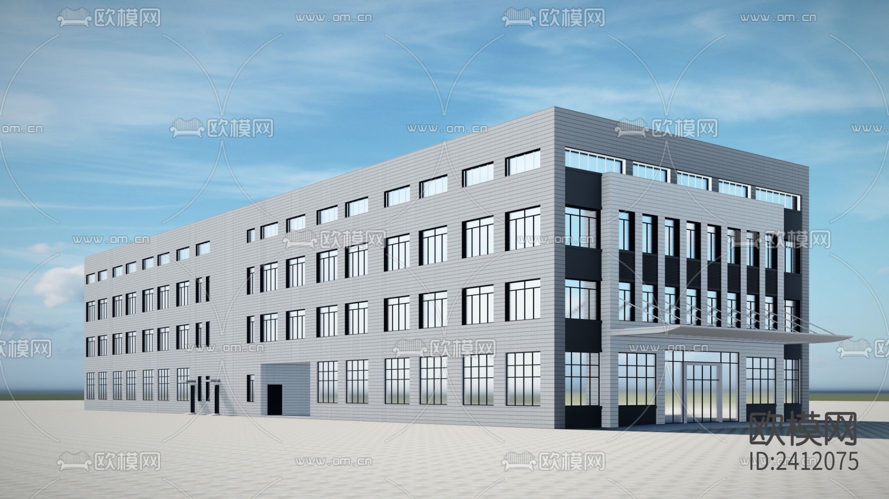 现代工厂设计cad施工图下载（渲染图8）