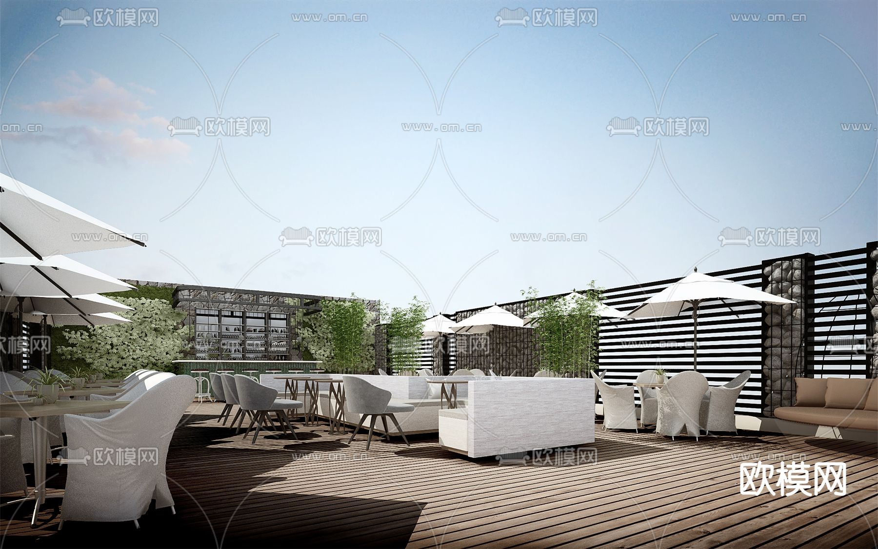 顶楼露天餐厅su模型下载_ID12240765_sketchup模型下载-欧模网