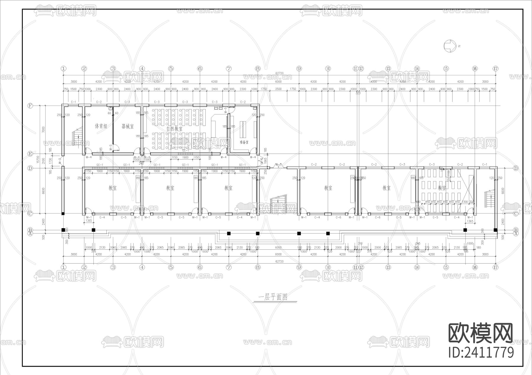小学教学楼全套cad施工图下载（渲染图3）