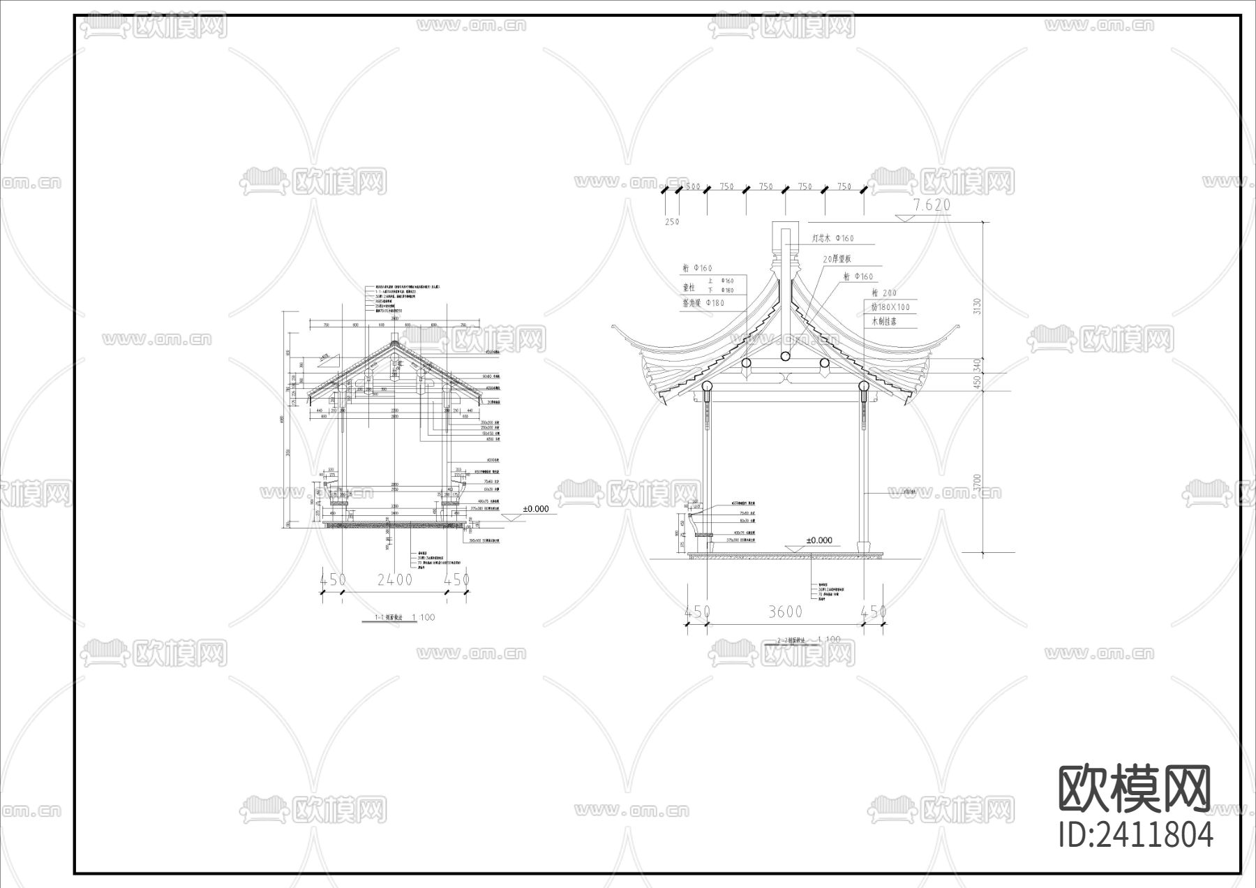 休息木构亭廊节点大样下载（渲染图4）