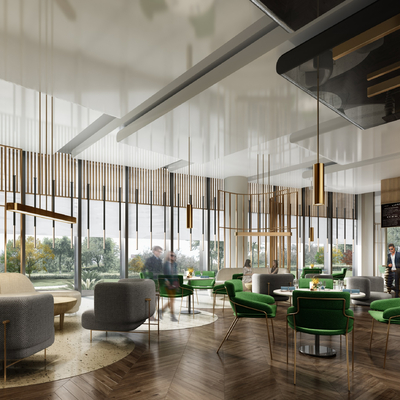  轻奢西餐厅su模型 