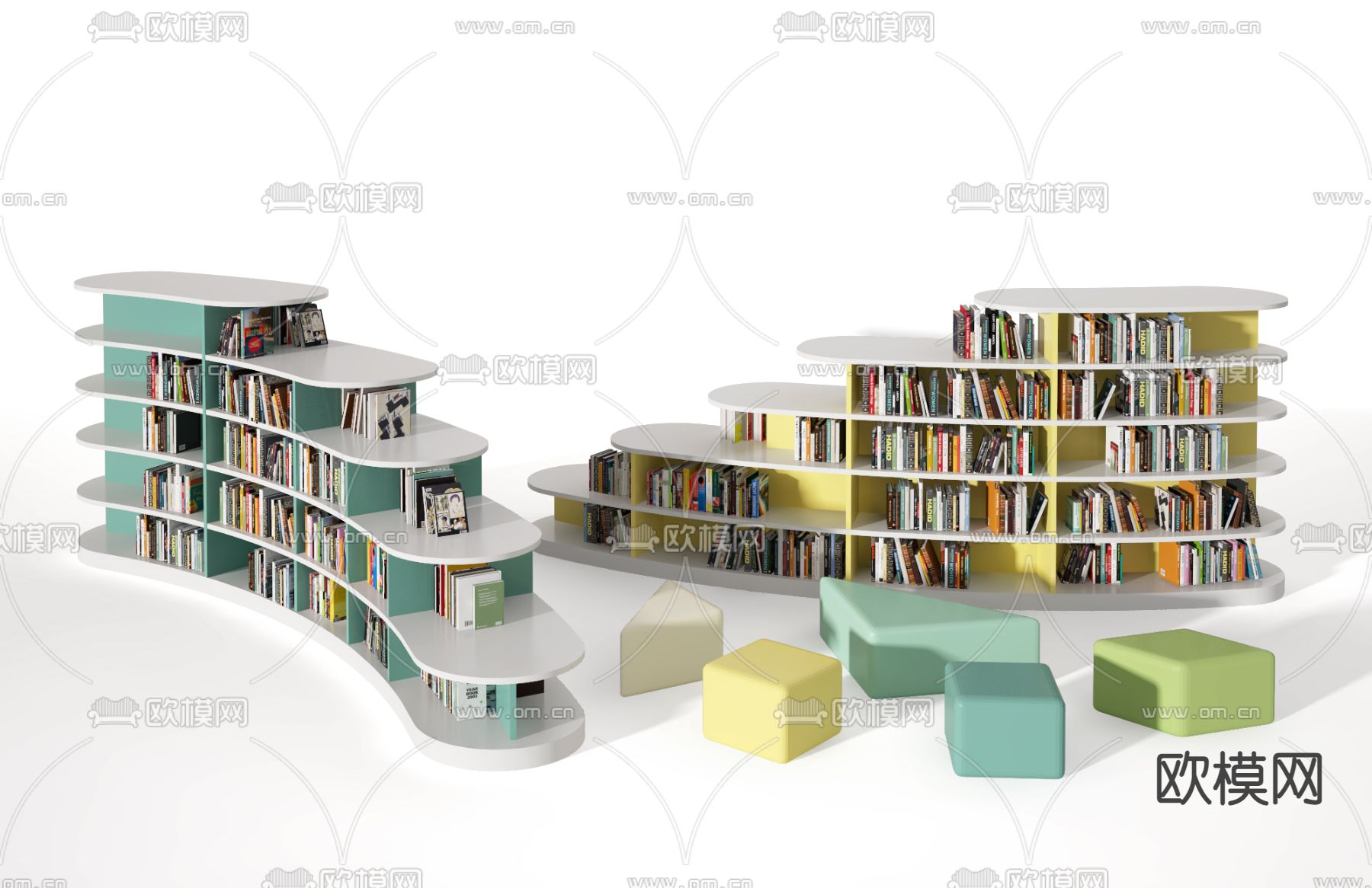 北欧书架 书柜su模型下载（渲染图1）