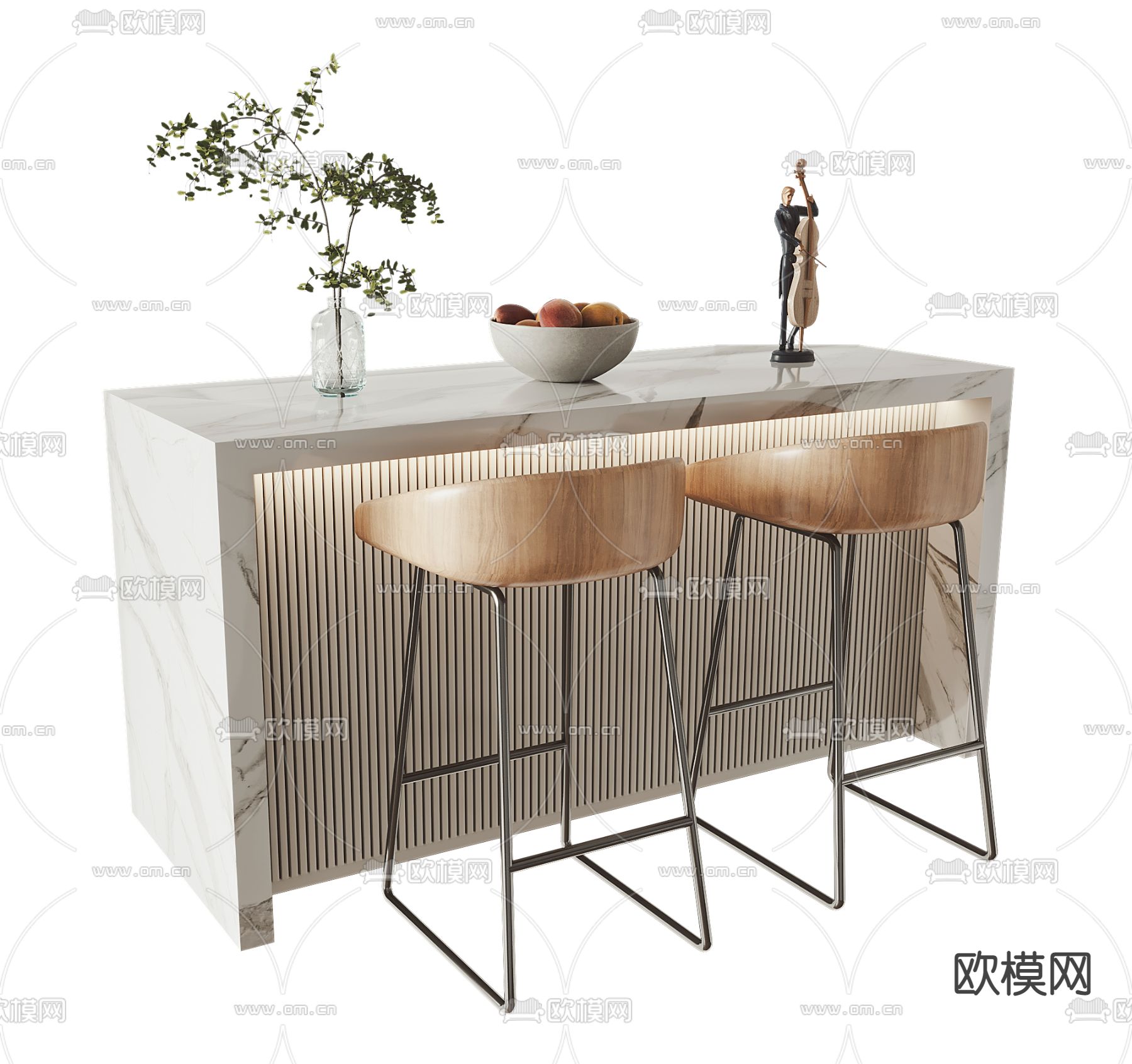 大理石吧台3d模型下载