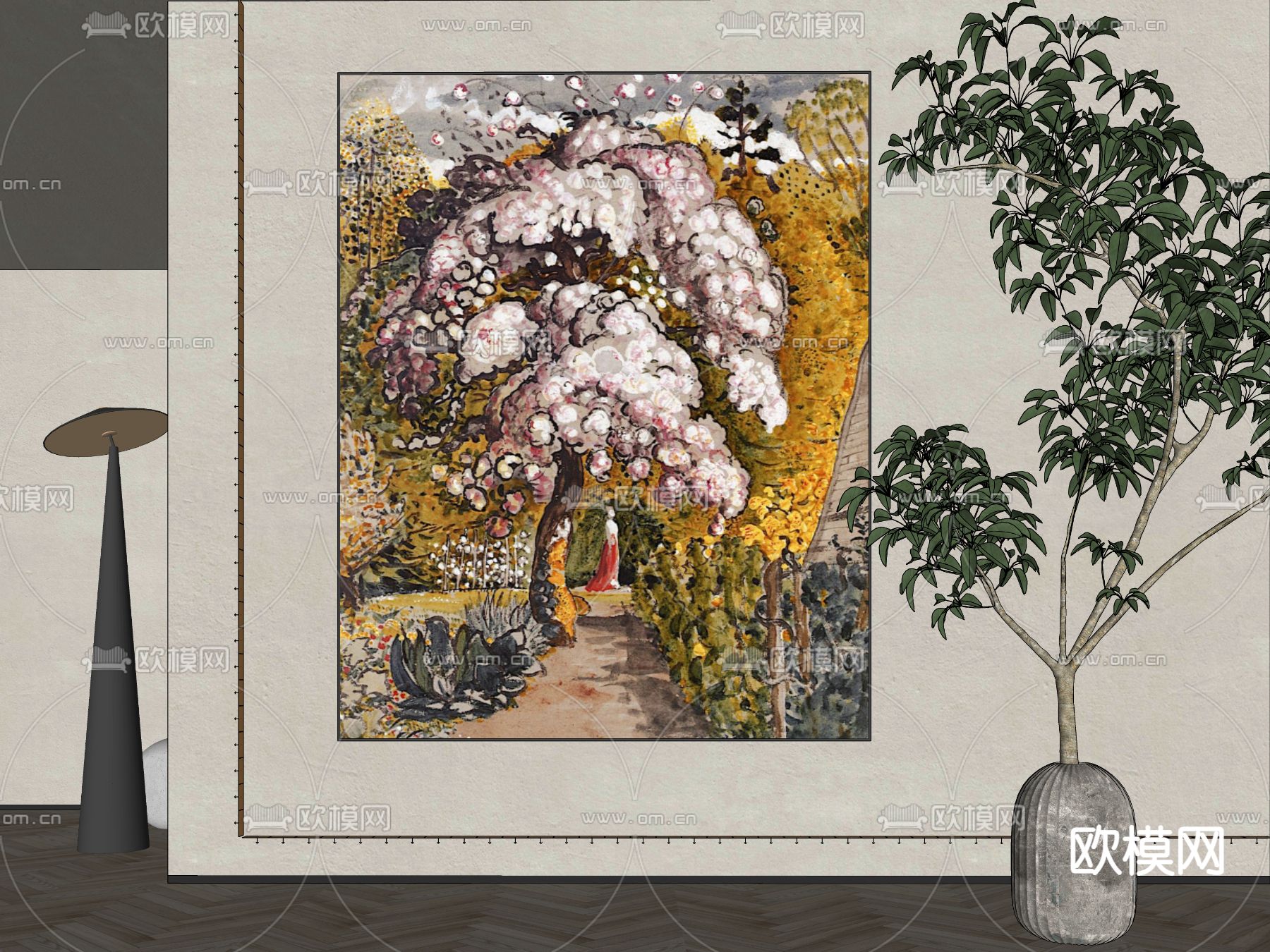 古典艺术装饰挂画su模型下载（渲染图2）