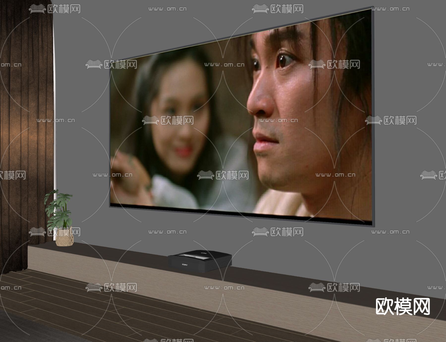 投影仪 幕布su模型下载（渲染图2）