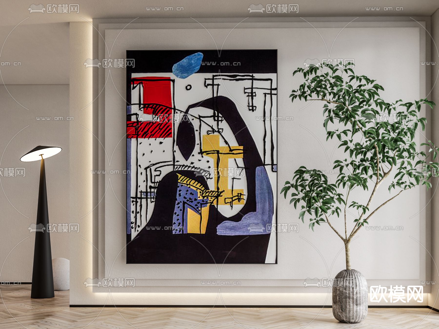 孟菲斯风装饰挂画su模型下载（渲染图1）