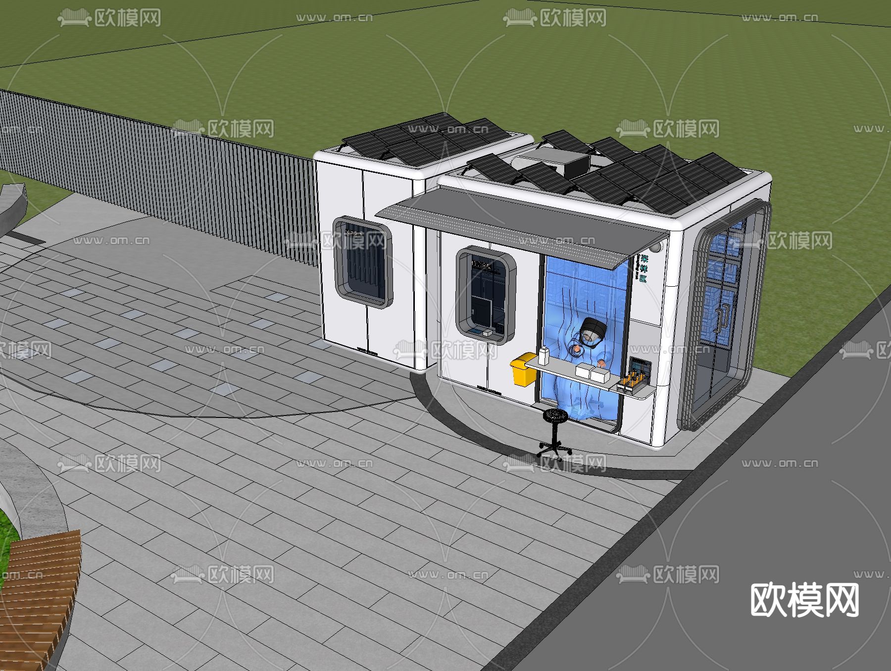 核酸检测站 移动检测亭su模型下载（渲染图4）