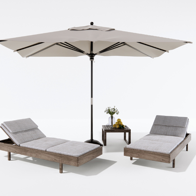  泳池躺椅su模型 