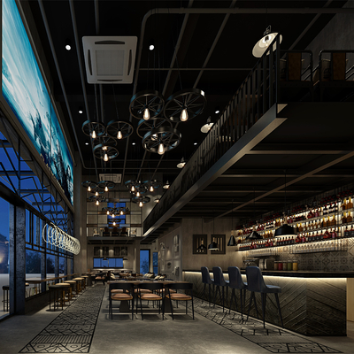  工业风酒吧su模型 
